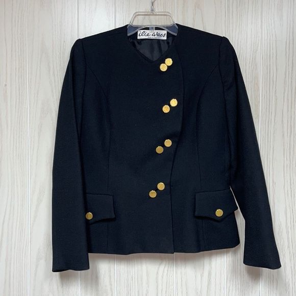Ilie Wacs Vintage Black Suit Blazer Jacket Size 6 - Picture 1 of 8